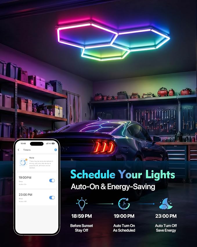 RGB Hexagon Lights, Dimmable Hex Lights, Smart Color Scenes, 3 Hex - Image 6