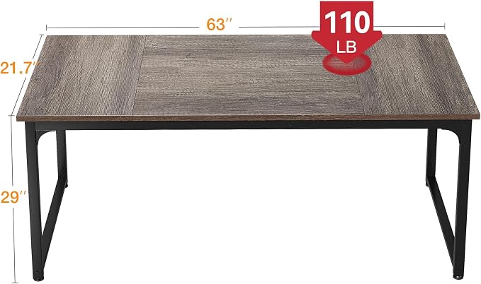 Casaottima 63 Inch Computer Desk for Home Office, Study Writing Table for Small Spaces, Simple Modern Desk with Headphone Hooks, Grey Oak - Image 3