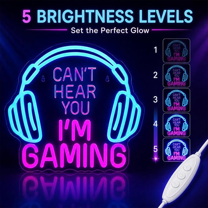 Gaming Neon Sign, Headset Lightup Game LED Neon Light for Game Zone - Image 3