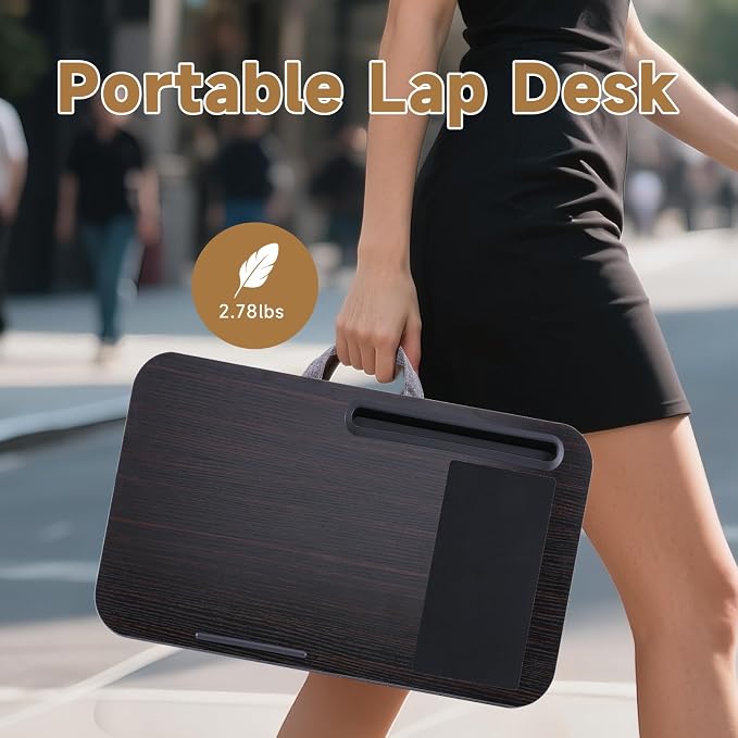 ASIEIT New Laptop Lap Desks for Adults, Fits Up to 17.3" Laptops, Portable Laptop Desk for Bed, Multi-Functional Bed Desk with Mouse Pad, Cushion, Phone Holder & Handle, Lap Stand for Bed, Couch, Car - Image 7