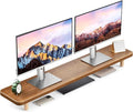Dual Monitor Stand Riser, 39 Inch Extra Long Wooden Desktop Monitor Riser with Storage for 2 Monitors Ultra Strong Desk Shelf Organizer Riser Ergonomic for 2 Screens/Laptop/PC/TV/Printer (Walut brown, 39inches) by NestNeatHome