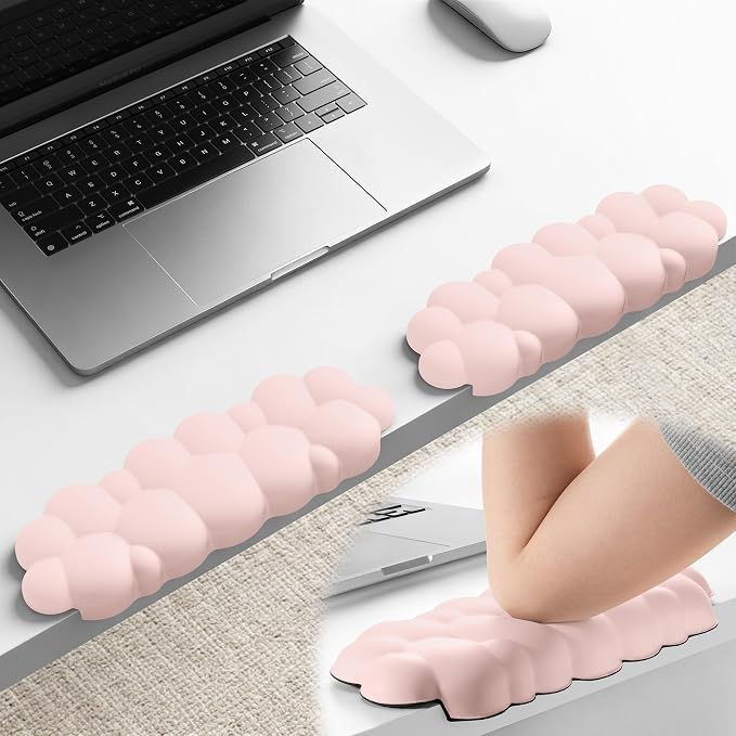 Laborio Elbow Pad for Desk, 2-Pack Cloud Elbow Rest(Pink), Edge Arm Rest | L-Shaped, Leather Surface, Memory Foam, Waterproof, Non-Slip Wrist Support Wrist Rest by Laborio