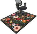 Office Chair Mat for Hardwood & Tile Floor,Boho Floral 60"x48" Office Computer Chair Mat for Rolling Chairs,Under Desk Non Slip Gaming Rug,Rubber Backing Large Low-Pile Carpet Protector Mat(Black) by puwbnhj