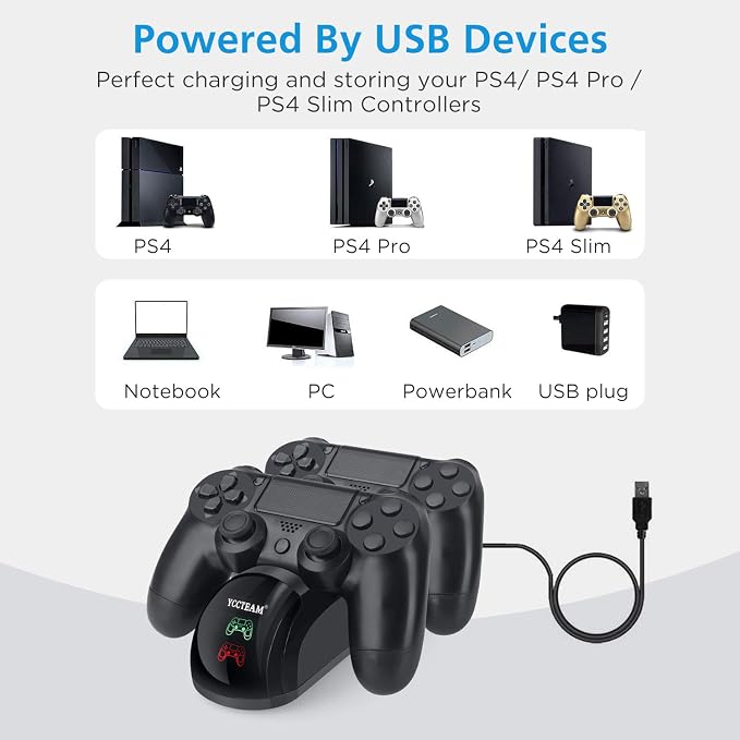 PS4 Controller Charger, Upgraded Fast-Charging Port Docking Station Stand for PS4 / P4 Slim/PS 4 Pro Controller, Black - Image 7