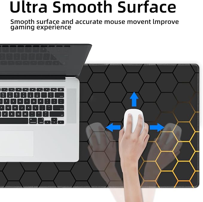 Galdas Mouse Pad for Gaming,XXL XL Large Mouse Mat Long Extended Mousepad Desk Mat Non-Slip Rubber Mice Pads Stitched Edges Thin (31.5 x 11.8 x 0.12 Inches) Grid - Image 6