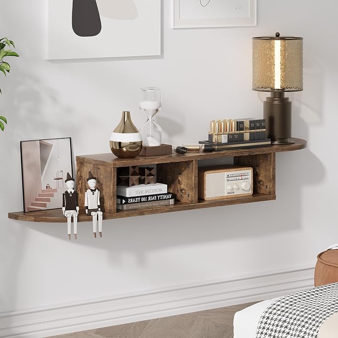 55-Inch Floating TV Stand, Wall Mounted Entertainment Center, Walnut - Image 6