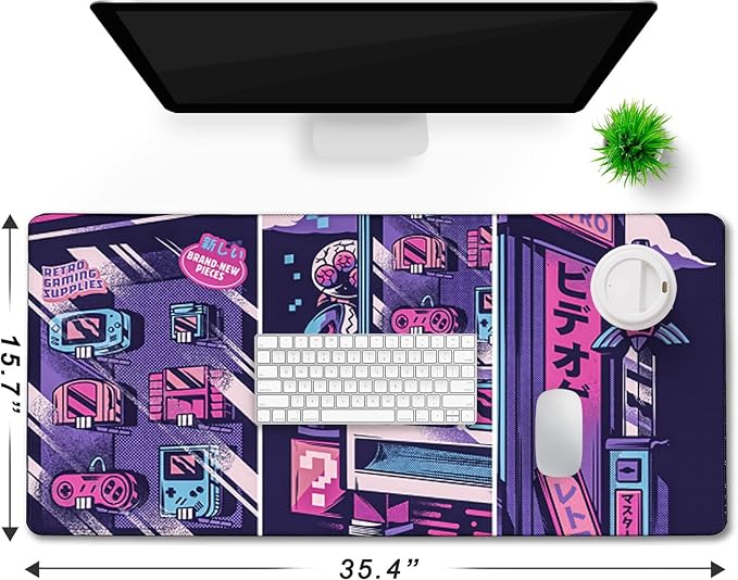 Japanese Comic Desk Mat Large Office Desk Pad Gaming Mouse Pad | Big Mousepad PC Waterproof Non-Slip 35.4 x 15.7 Inches Large Mouse Mat Long Extended Mousepads Office Home Work - Image 2