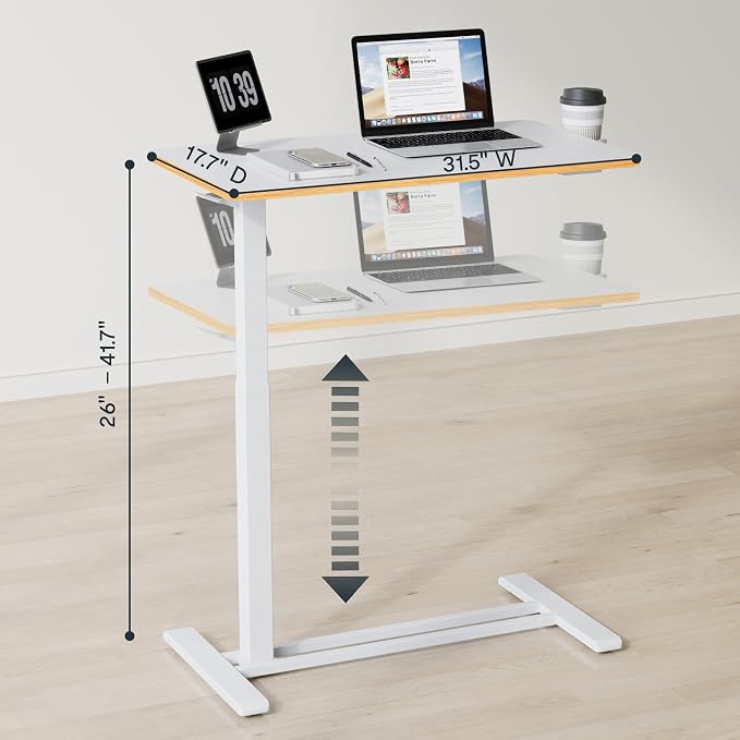 FLEXISPOT 32" Mobile Standing Desk Pneumatic Lift Computer Workstations - Image 2