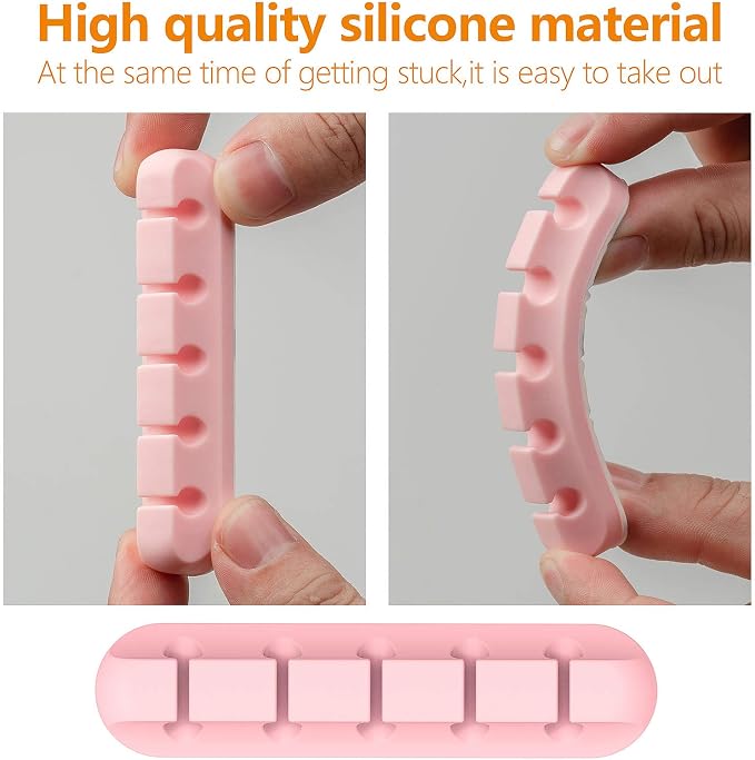 TviewSmart Cord Organizer for Desk, 5 Pack Cord Holders, Cable Clips, Pink - Image 6