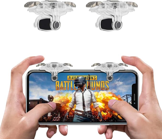 Newseego for PUBG Mobile Game Controller Trigger, Upgrade Version PUBG Mobile Game Trigger Double Sensitive Aim Shoot Keys Buttons for Rules of Survival/PUBG Triggers for All Smartphone-Transparent by Newseego