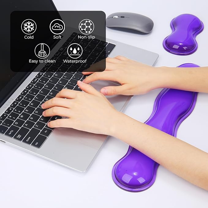 Gel Wrist Rest for Keyboard and Mouse, Wrist Rest for Keyboard, Mouse Wrist Support, Pain Relief, Cool Touch, Non-Skid, Keyboard and Mouse Wrist pad Set - Image 2