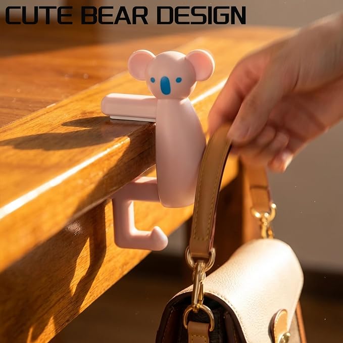 Bear-Shaped Purse Hook for Table 3 Pieces - Under-Table Handbag Hanger, Desk Side Hook, Detachable Bag Holder and Headphone Stand, Space Saving Desk Organizer - Image 4