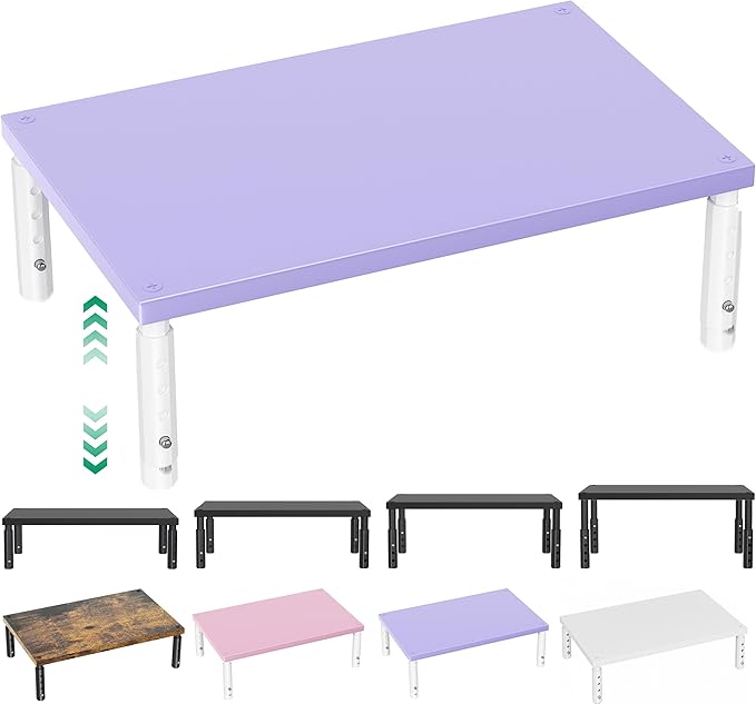 OPNICE Adjustable Monitor Stand Riser for Desk, Wood Computer & Laptop Stand, Desk Organizers and Accessories, Office Desk Accessories & Workspace Organizer for Home Office Supplies, Purple by OPNICE