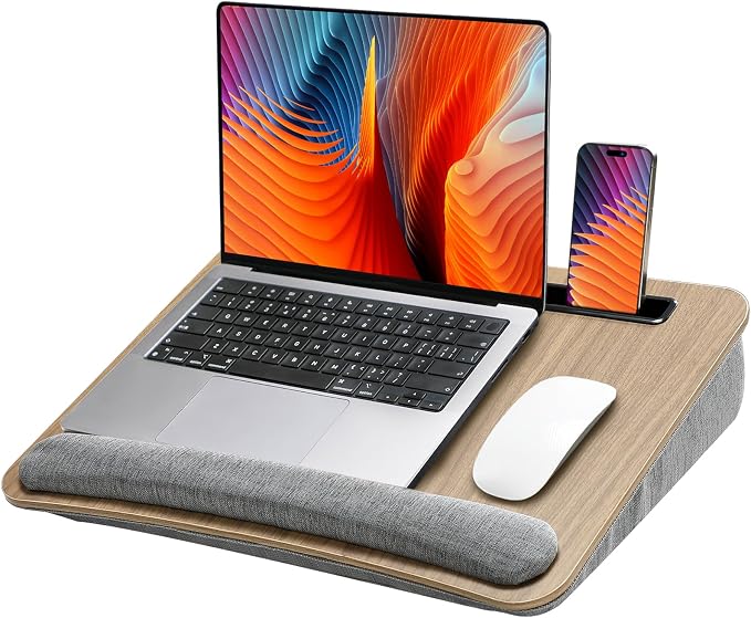 HUANUO Laptop Lap Desk with Cushion, Fit up to 15.6" Laptops, Woodgrain - Image 8