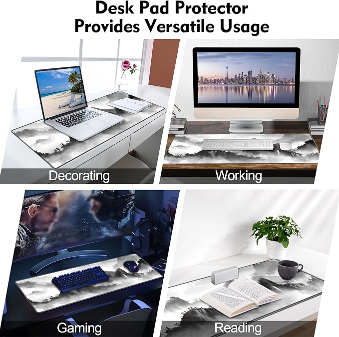 Galdas Mouse Pad for Gaming,XXL XL Large Mouse Mat Long Extended Mousepad Desk Mat Non-Slip Rubber Mice Pads Stitched Edges Thin,Black Ink Background (31.5 x 11.8 x 0.12 Inches) - Image 7
