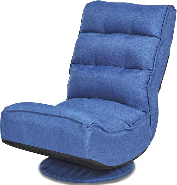 GIANTEX 360 Degree Swivel Gaming Chair, 6 Position Adjustable (Blue) | Folding Floor Chair, 300lb Spring Support, Comfortable Padded Backrest, Lazy Sofa Chair Game Rocker for Teens Adults by Giantex