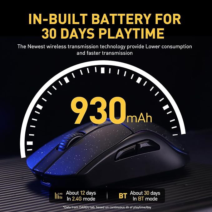 DAREU A950 Wireless Gaming Mouse with RGB Charging Dock,88g Lightweight - Image 7