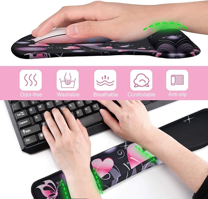 ToLuLu Keyboard Wrist Rest Pad Ergonomic Mouse Pad Set, Cute Mousepad - Image 3