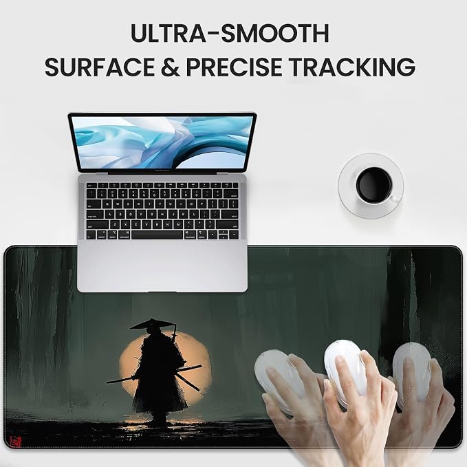 35.4 x 15.7 inch, XXL Extra-Large Gaming Mousepad, Featuring a Japanese Lone Samurai Design, a wear-Resistant, Scratch-Resistant, and Waterproof Surface, and a Non-Slip Rubber Base. - Image 4