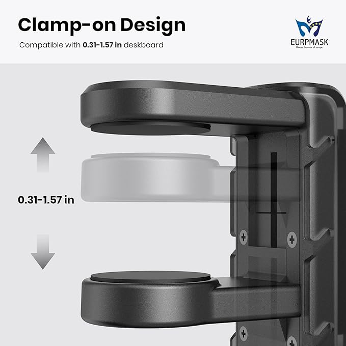 EURPMASK 3-in-1 Rotating Headphone Stand w/2 Detachable Controller Holders | Adjustable Clamp-on Headset Holder Hanger,360°Swivel,Gaming Headset Hanger,Cable Organizer,Keep Headphones Secure&Desk Tidy - Image 4