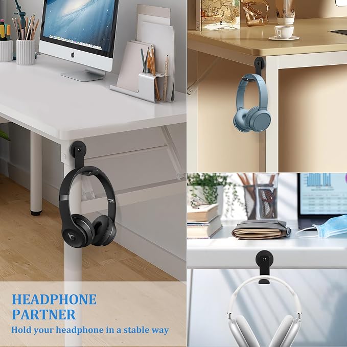 Magnetic Headphone Holder, Aluminum Headset Hook for Desk & Table | Headphone Hanger, Headphone Mount Stand with Rubber Pad, Compatible with All Computer/Gaming Headsets (Black) - Image 5