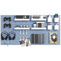 Pegboard Combination Kit, 8 Peg Boards and 30 Accessories Modular Hanging Black Pegboard for Walls, Office Wall Organizer, Keys Holder on Wall, Nursery Storage, 44"x22" Blue by VEOFEMLEA