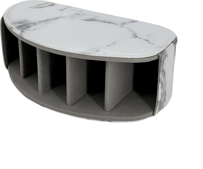 Arnice PU Leather Remote Holder, Arc Shape Caddy Desktop Organizer with 5 Spaces for TV, DVD Remotes, Media Controllers, Pen, Pencil, Office Supplies (White) - Image 5