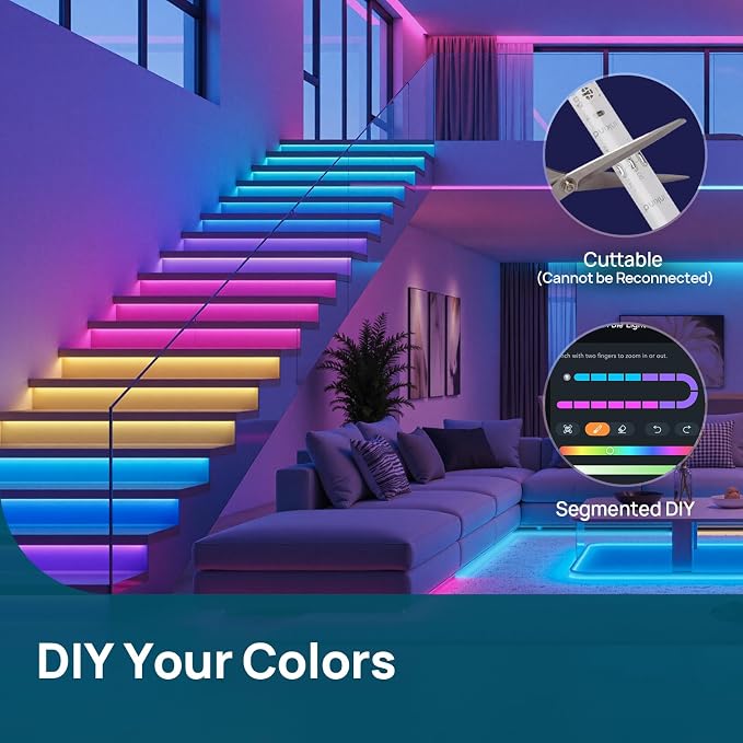 Linkind 10ft Smart LED Strip Lights - AuraScape Segmented Color Changing WiFi Light Strip - Compatible with Alexa & Google Home - DIY Dynamic Lighting for Bedroom, Living Room, Gaming Setup & Kitchen - Image 5