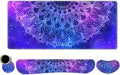 AIMSA Keyboard Mouse Pad Set, Large Gaming Mouse Pad +Wrist Rest Mouse Pad +Keyboard Wrist Support +Coaster, 35x15.7 inch Extended Desk Mat for Easy Typing Pain Relief (Blue Purple Mandala) by AIMSA