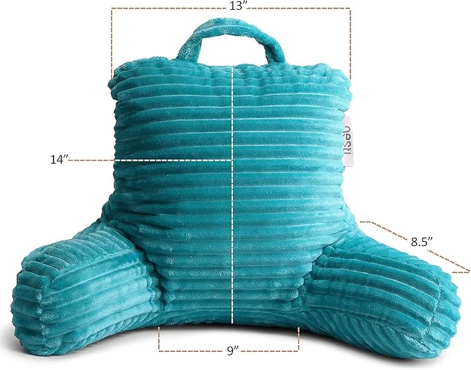 Nestl Reading Pillow for Kids & Teens with Shredded Memory Foam, Luxe Cut Plush Backrest Pillows for Reading and Gaming, for use on Couch, Bed, Floor, Adjustable Support with Washable Cover Teal - Image 5