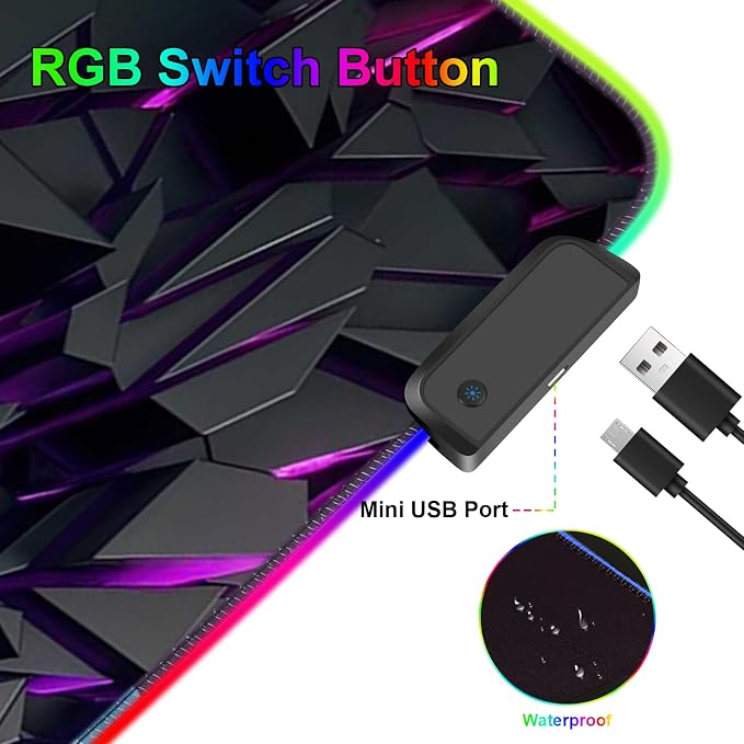 RGB Mouse Pad, Gaming Mousepad with 13 LED Light Modes | 31.5X11.8inch Large Mouse Mat, Gaming Mats for Desk with Non-Slip Rubber Base, Model-D - Image 6