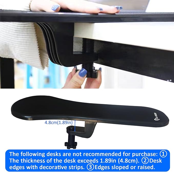 LL-COEUR Arm Support Wrist Rest for Table and Chair, Ergonomic Armrest Desk Extender, Multifunctional Computer Mouse Pad Holder (Black) - Image 5