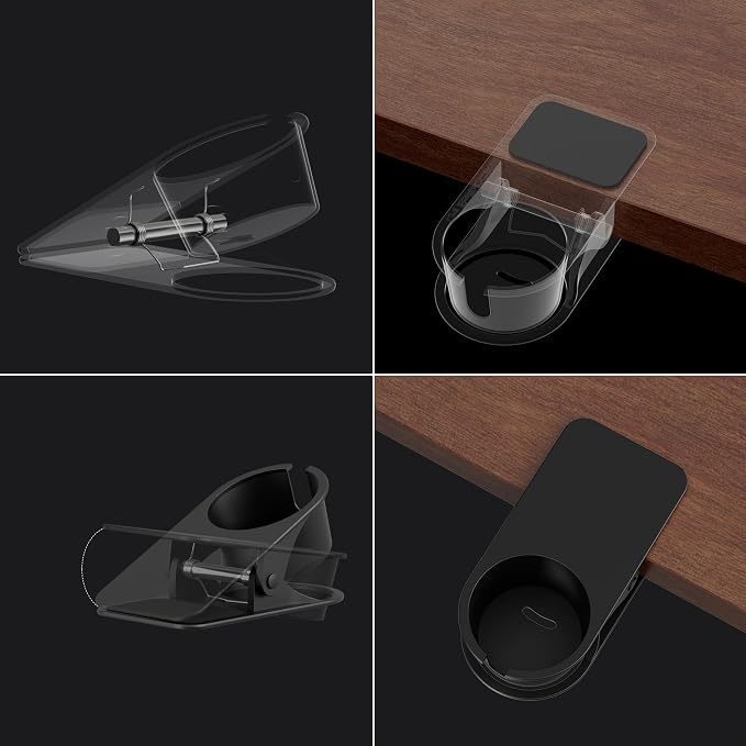 Desk Clip Cup Holder, Cup Holders for Table, Phone Slot, 3" Opening - Image 4