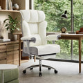 Efomao Big and Tall Executive Office Chair 450lbs,White | 5.9" Thick Pocket Spring Cushion, Reclining Breathable PU Leather Desk Chair with Foot Rest, Soft Comfortable Support by OFFICECHAIR