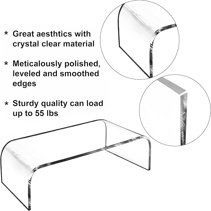 AMT Premium Acrylic Clear Monitor Riser Laptop/PC/Multimedia Monitor Stand for Home Office - Image 7