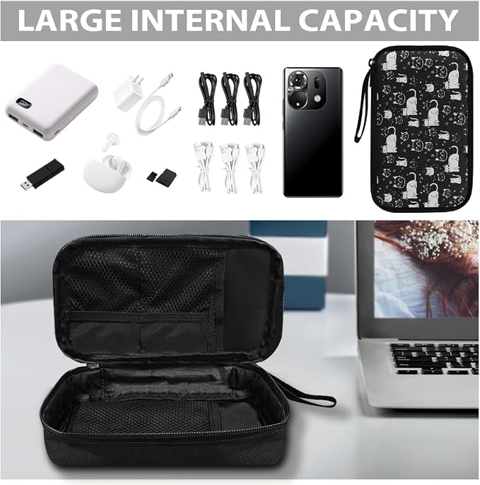 Cats Print Electronic Organizer Travel Case Waterproof Travel Cord Organizer Pouch, All-in-One Storage Bag for Accessories, Charger, Cable - Image 7