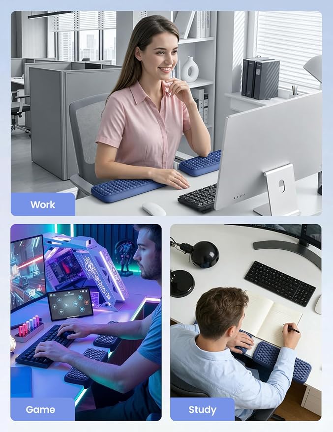 Vaydeer 2Pcs Elbow Rest Pad for Desk, L-Shaped Armrest Ergonomic Support | Desk Edge Cushion, Memory Foam Elbow Wrist Support Keyboard Mouse Pad for Palm Hand Office Computer Home Gaming Accessories - Image 6