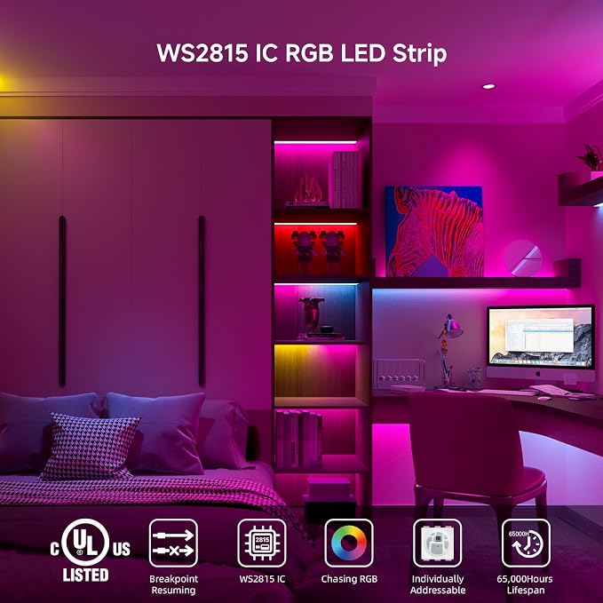 BTF-LIGHTING WS2815 LED Strip Light UL Listed 3.2FT 144 LED DC12V IP65 - Image 5
