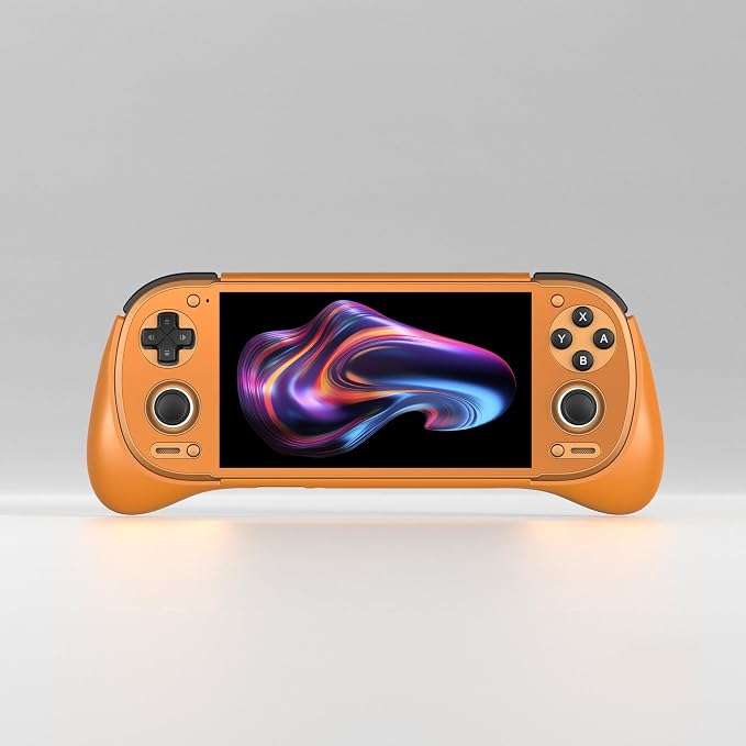 Hand Grip Cover Case for Retroid Pocket 6, Ergonomic Handle Grip Case Protective Cover TPU Shell Protector Stand Holder for RP6 Gaming Console Accessories (Orange) - Image 3