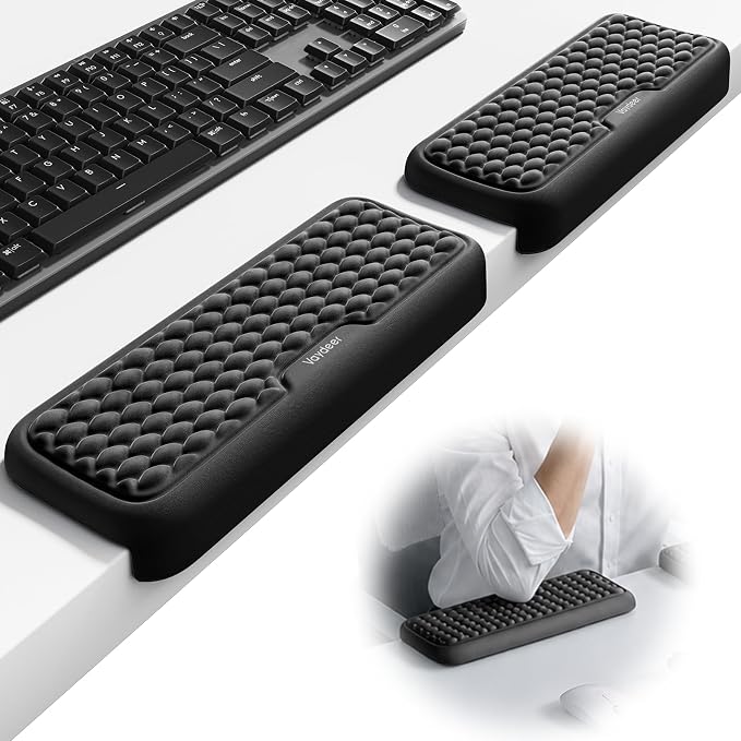 Vaydeer 2Pcs Elbow Rest Pad, L-Shaped Wrist Rest, Desk Edge Cushion | Ergonomic Memory Foam Arm Rest Support Keyboard Mouse Elbow Pad for Palm Hand Office Computer Home Gaming Accessories-Black by Vaydeer