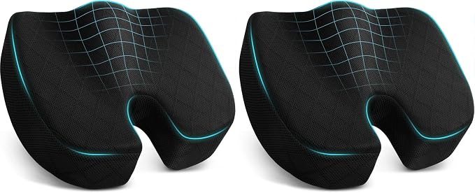 TushGuard Seat Cushion, Office Chair Cushions, Car Seat Cushion, Non-Slip Sciatica & Back Coccyx Tailbone Pain Relief Chair Pad for Computer Desk, Wheelchair, Driving (Black, X-Large) (Pack of 2) by TushGuardSeatCushonsPillows