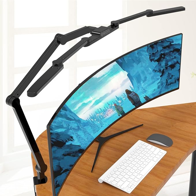 EPABINA LED Desk Lamp with Clamp, 41.5" Clamp on Architect Desk Lamp for Home Office, 24W Bright Tall Computer LED Table Light Adjustable Overhead Clip on Office Lighting for Work Craft by EPABINA
