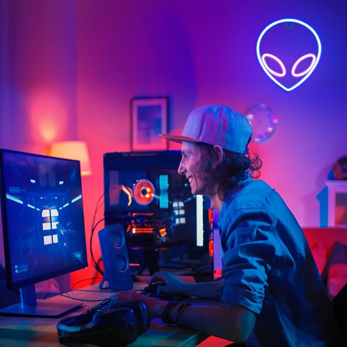 Neon Signs for Wall Decor, 3PCS LED Neon Lights for Bedroom, USB or Battery Powered Light Up Space Themed Alien Planet Rocket for Kids, Teen Boys, Gaming Room, Bar, Birthday, Cool Decoration Aesthetic - Image 6