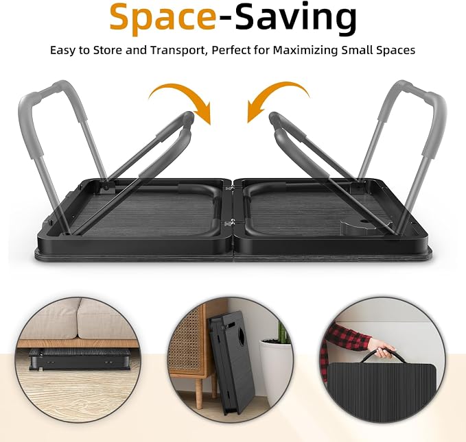BUYIFY 23.4" Foldable Lap Desk Bed Table with Cup Holder Tray Black - Image 7