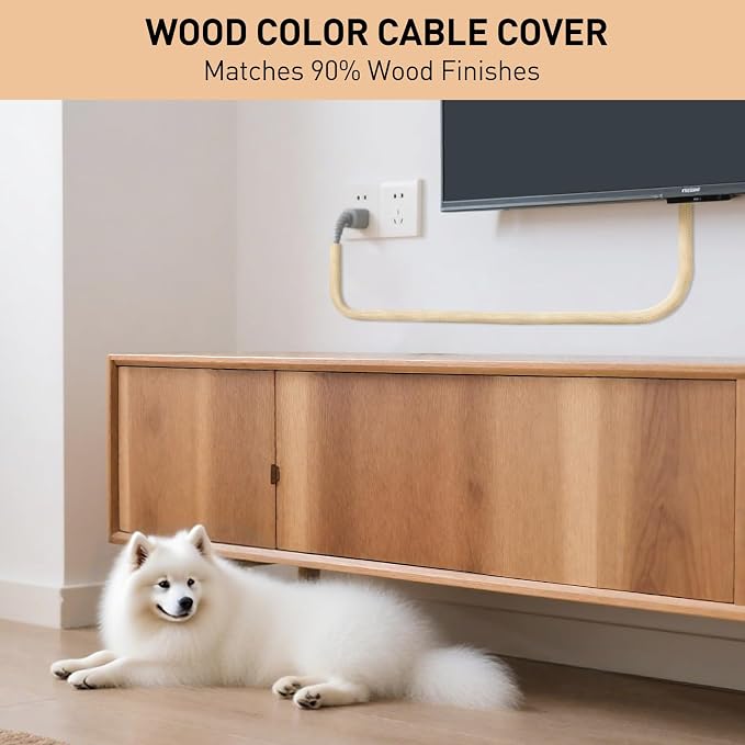AGPTEK Cable Sleeve, 10ft - 4/5 inch Cable Management Cord Hider,Wood Color - Image 2