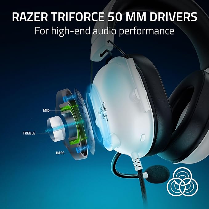 Razer BlackShark V2 X Wired PlayStation Gaming Headset, White - Image 2