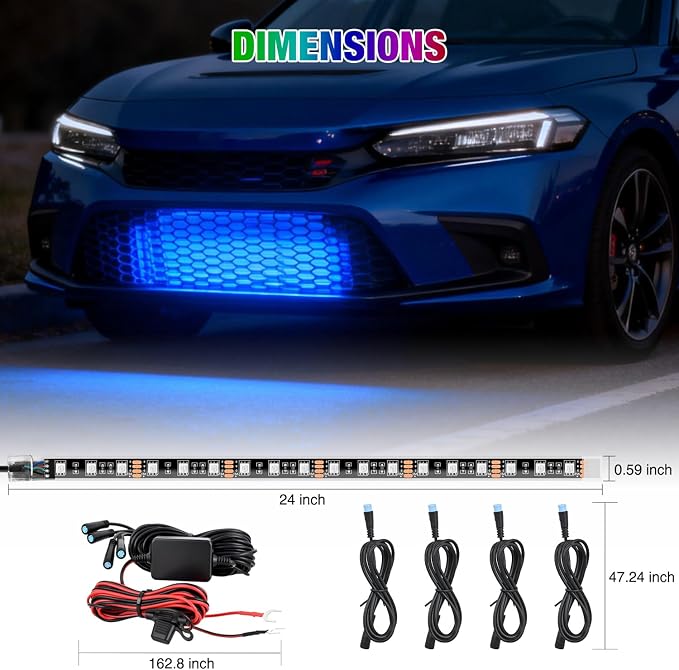 Nilight 4PCS 24" RGB LED Grille Light Strips with APP & Remote Control - Image 2