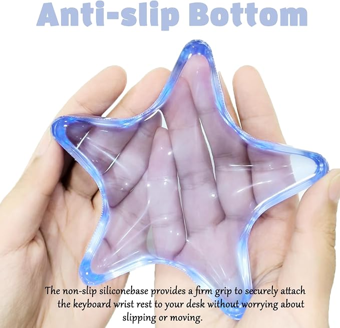 Gel Wrist Rest for Keyboard and Mouse Transparent Blue Sea Star Elbow Pad Cushion Ergonomic Cute Clear Cool Mouse Wrist Pad Silicone Non-Slip Support for Computer Gaming Office Hand Pillow Ocean Beach - Image 6