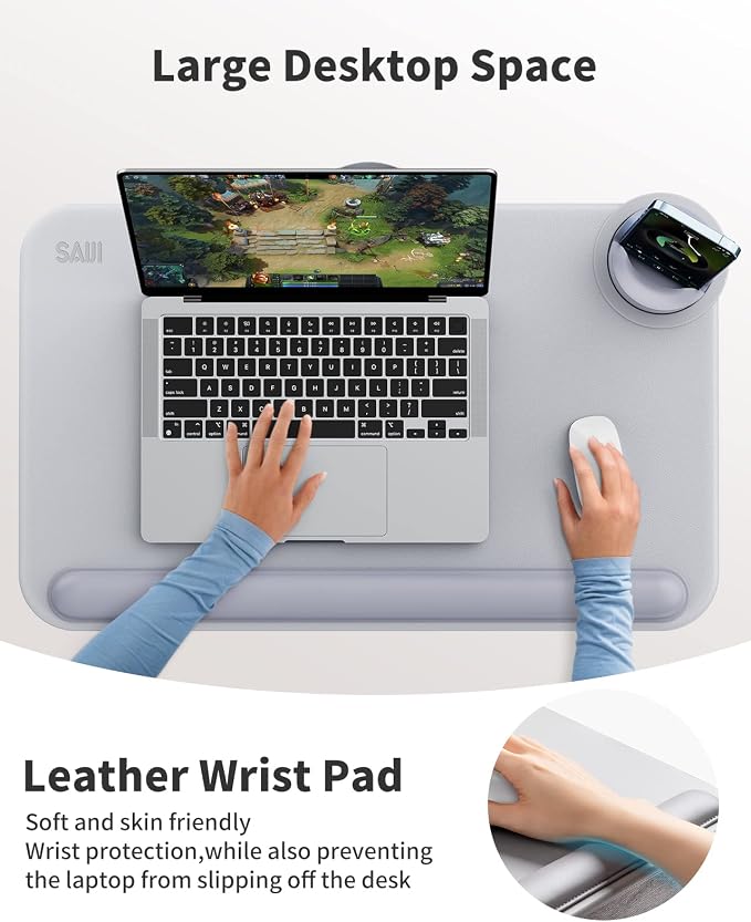 SAIJI Laptop Lap Desk with External Monitor Holder Fits Up to 17" Laptops - Image 2