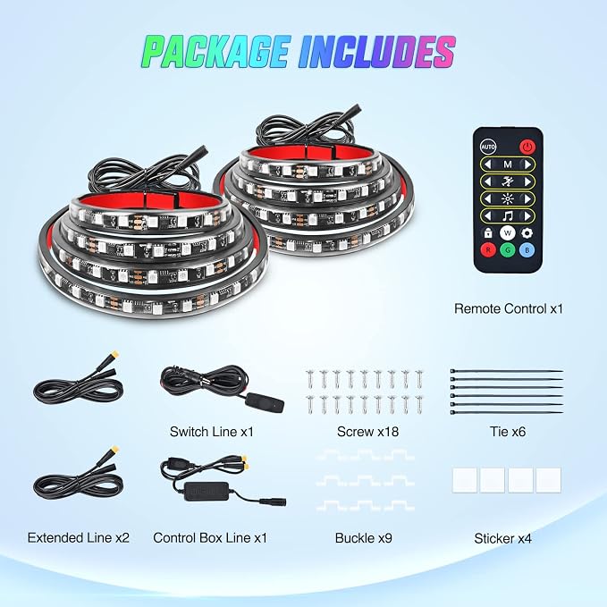 Nilight Truck Bed Light Strip RGB-IC LED Bar 2PCS 60 inch Cargo Lighting - Image 9